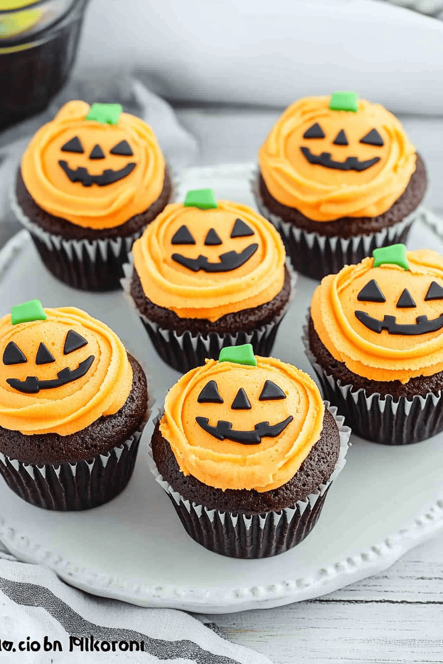 Jack-O-Lantern Cupcakes slice on plate showing perfect texture and swirl pattern