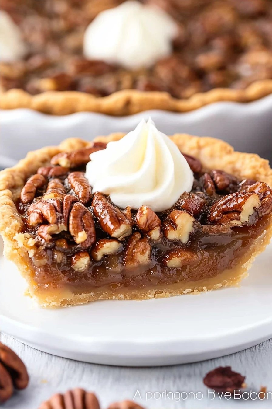 Karo Syrup Pecan Pie final dish beautifully presented and ready to serve