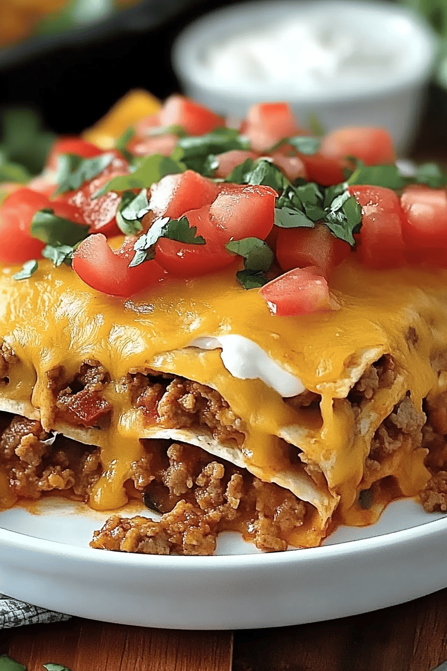 Layered Taco Bake final dish beautifully presented and ready to serve