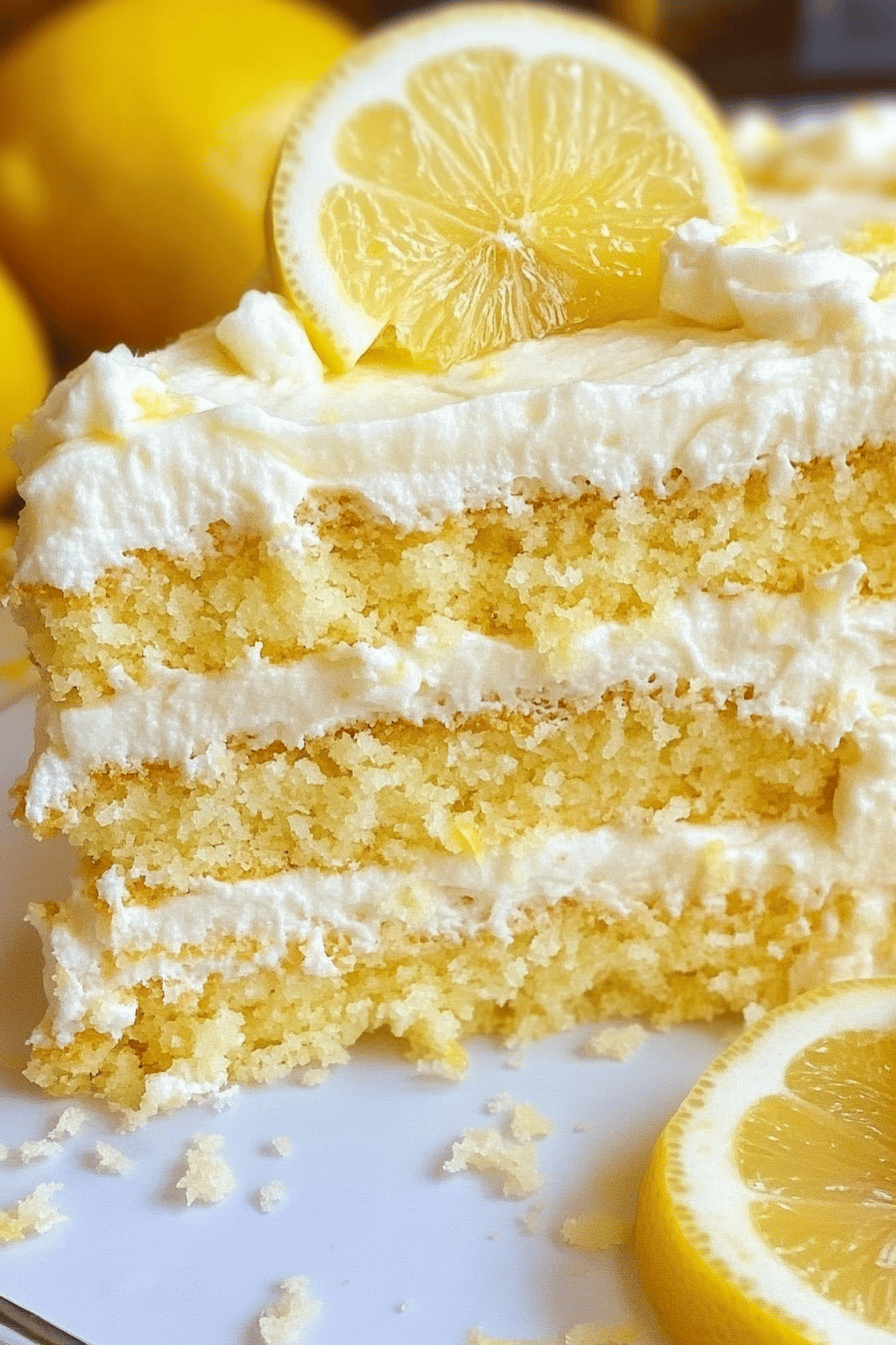 Lemon Dream Cake final dish beautifully presented and ready to serve
