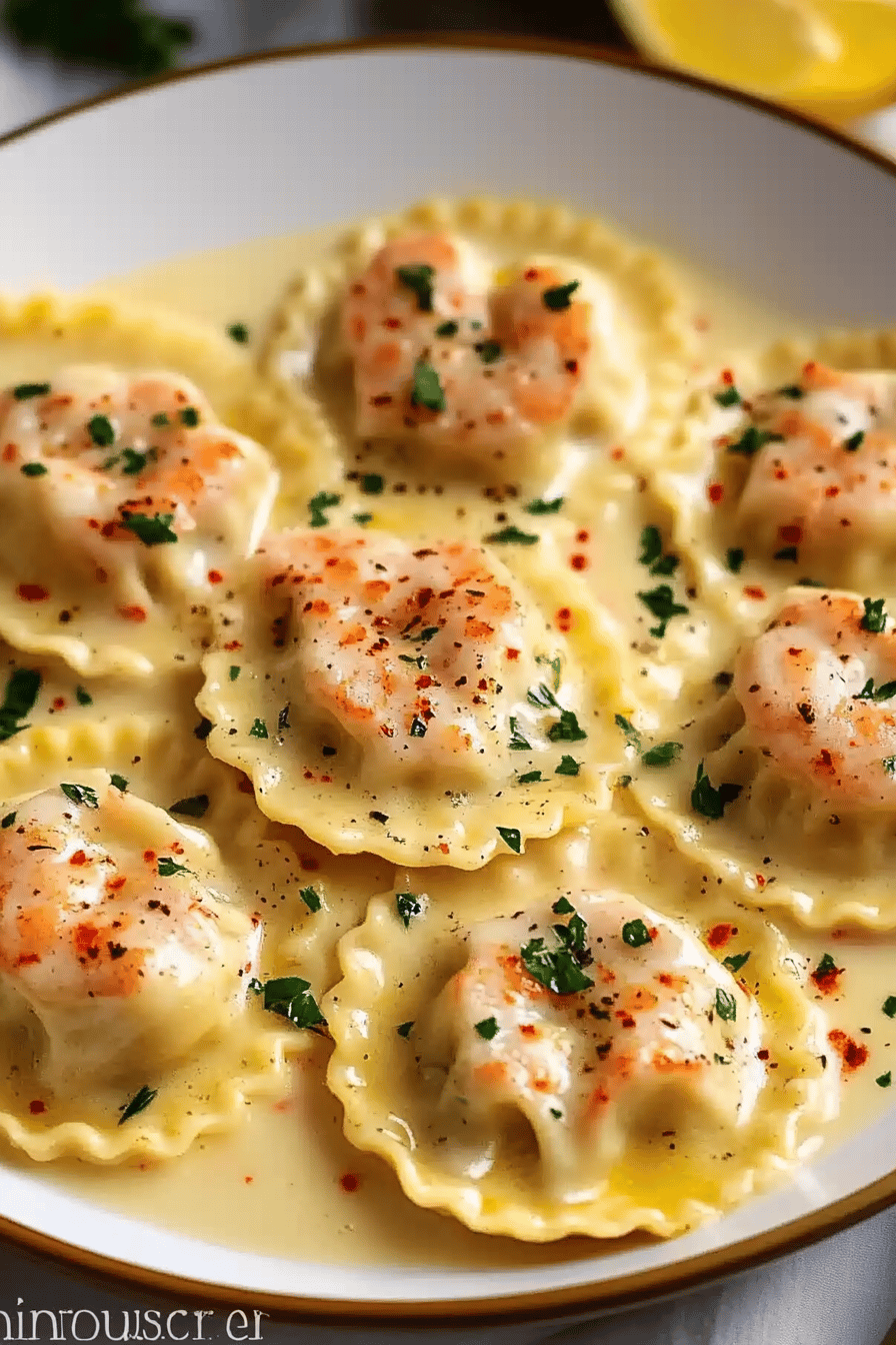 Lobster Ravioli Lemon Butter Sauce final dish beautifully presented and ready to serve