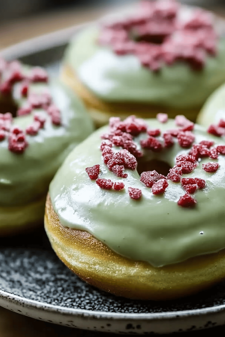 Matcha Donuts slice on plate showing perfect texture and swirl pattern