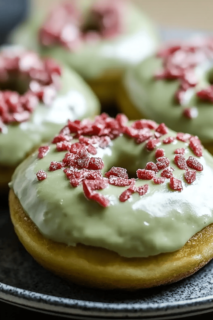 Matcha Donuts final dish beautifully presented and ready to serve