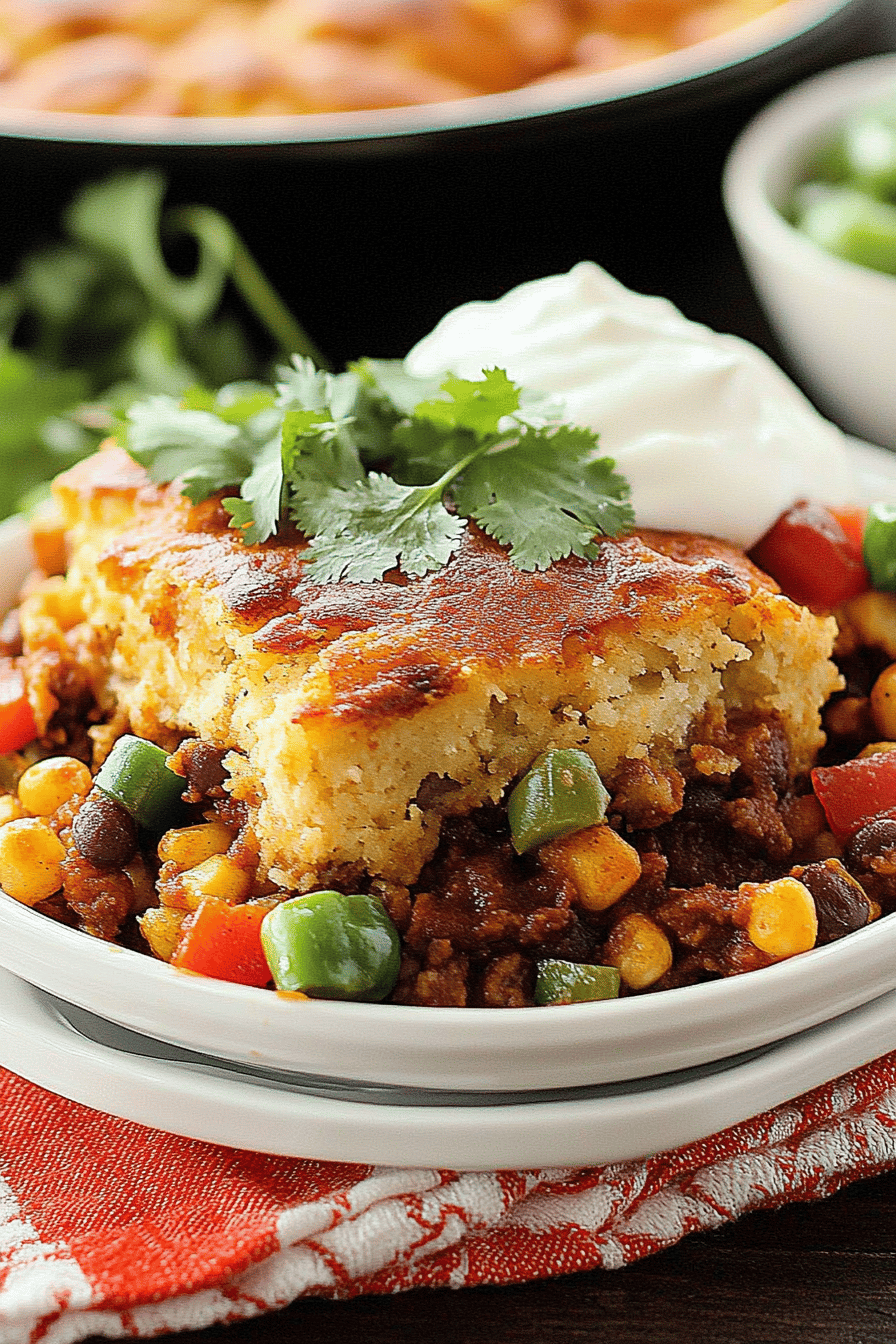 Mexican Cornbread Casserole final dish beautifully presented and ready to serve
