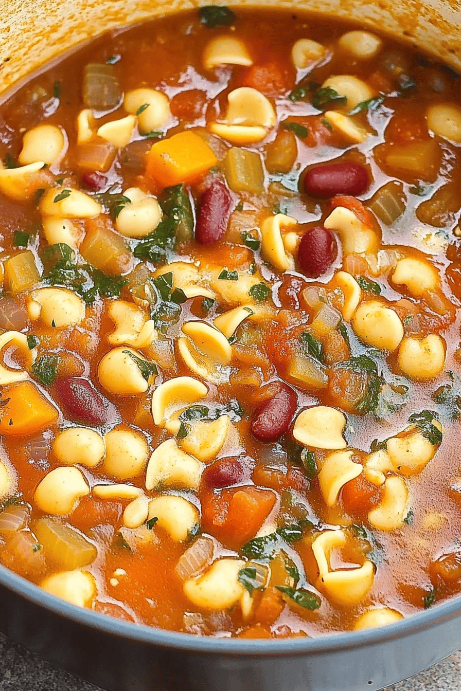 Minestrone Soup Recipe ingredients organized and measured on kitchen counter