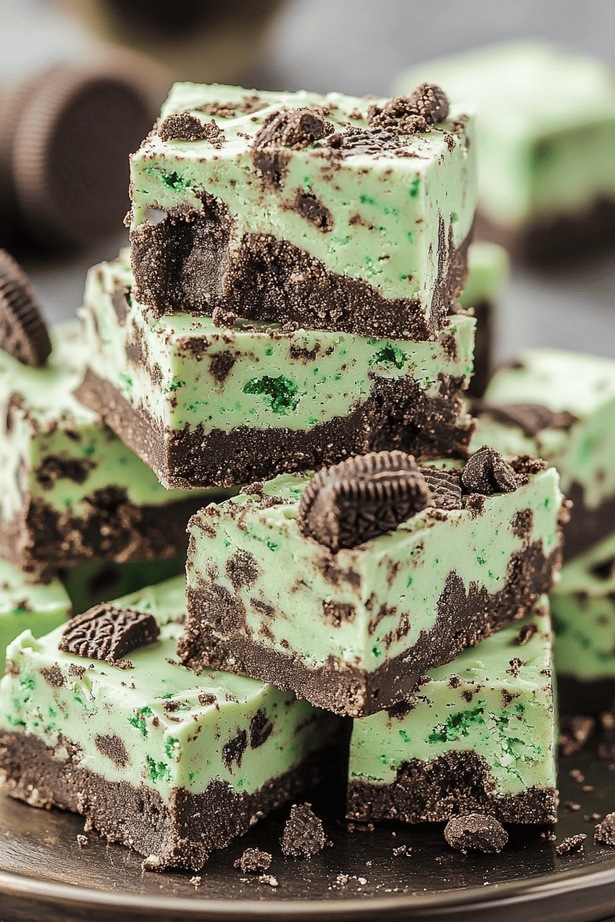 Mint Oreo Fudge slice on plate showing perfect texture and swirl pattern