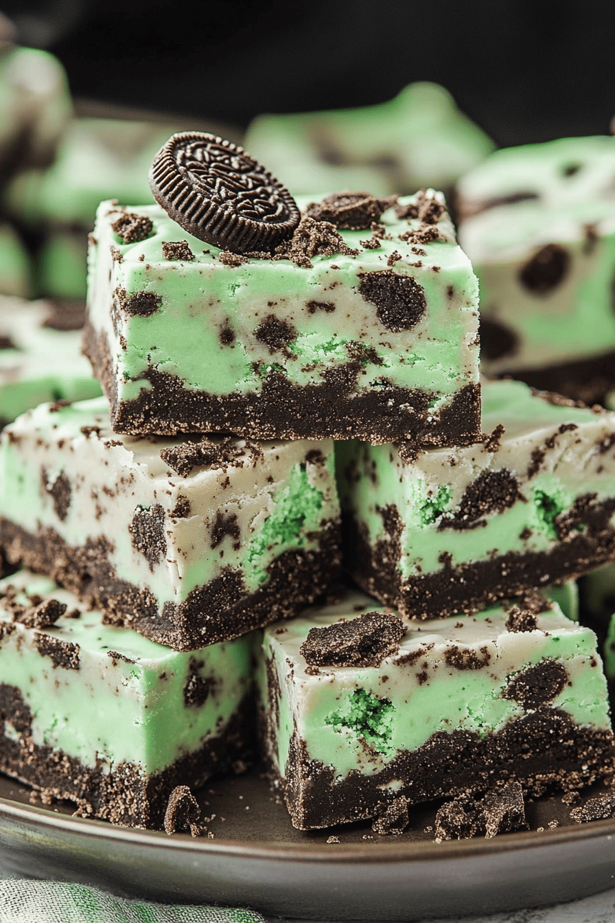 Mint Oreo Fudge final dish beautifully presented and ready to serve