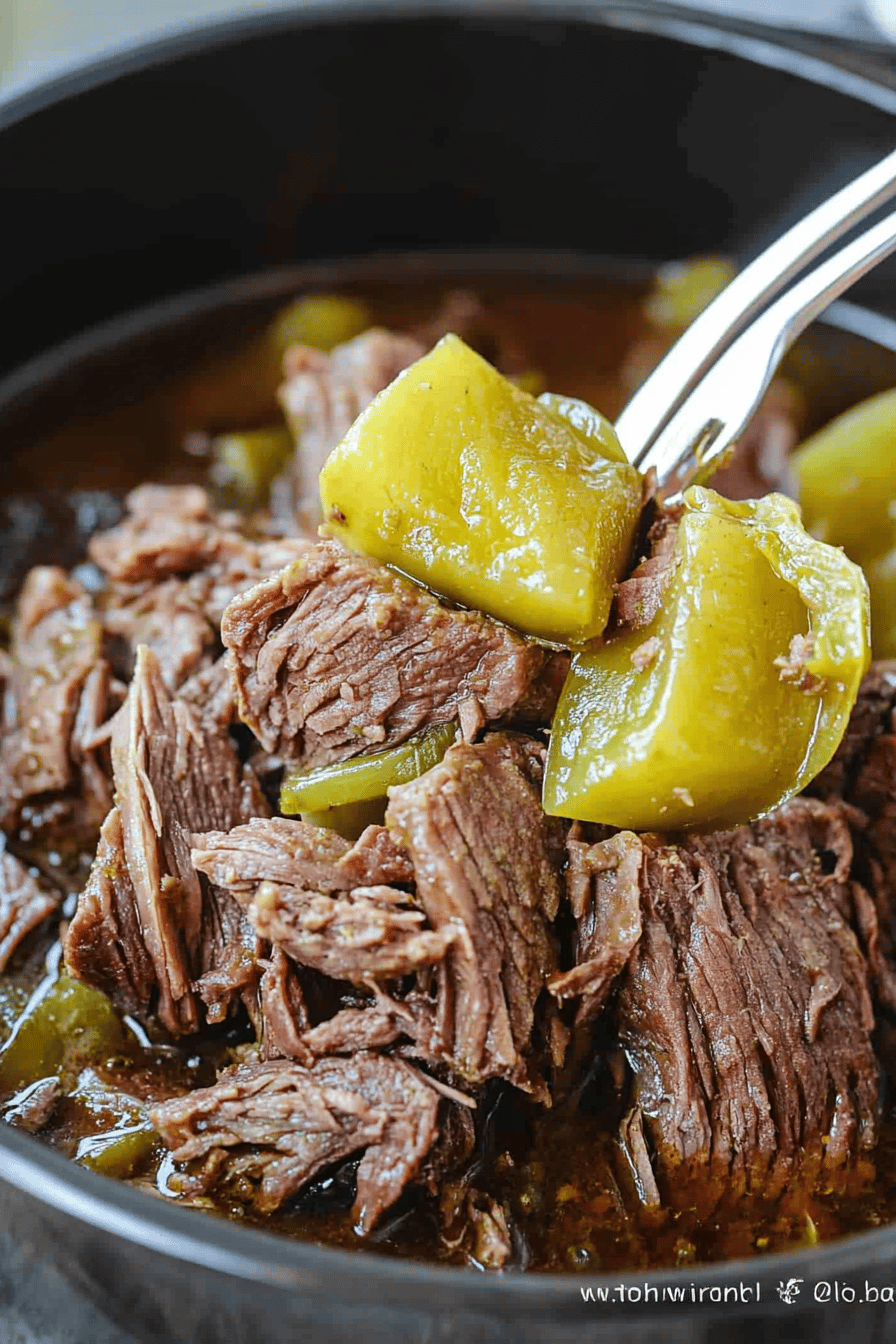 Mississippi Pot Roast slice on plate showing perfect texture and swirl pattern
