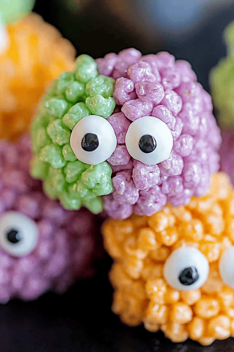 Monster Rice Krispie Treats ingredients organized and measured on kitchen counter