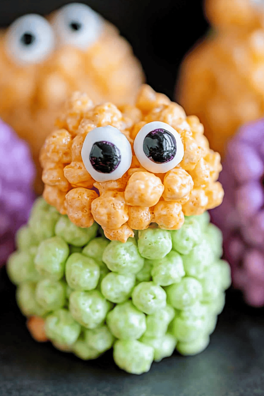Monster Rice Krispie Treats final dish beautifully presented and ready to serve