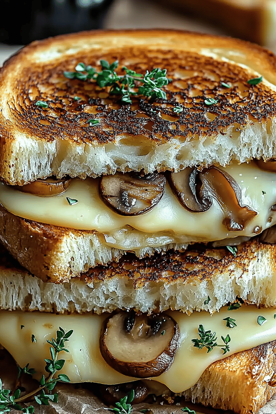 Mushroom Grilled Cheese ingredients organized and measured on kitchen counter