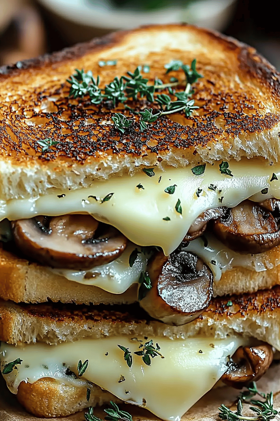 Mushroom Grilled Cheese final dish beautifully presented and ready to serve