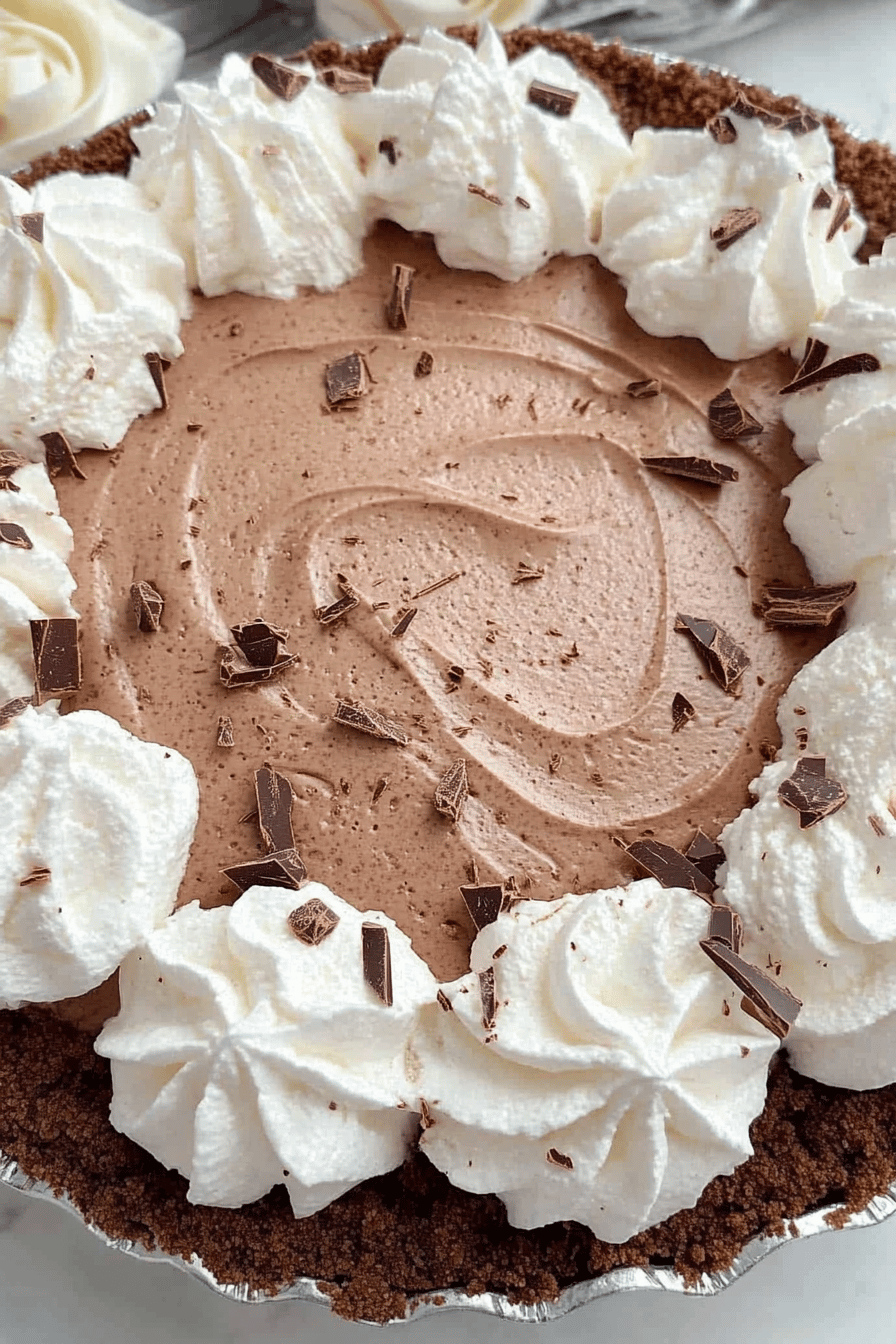 No-Bake Chocolate Cream Pie final dish beautifully presented and ready to serve