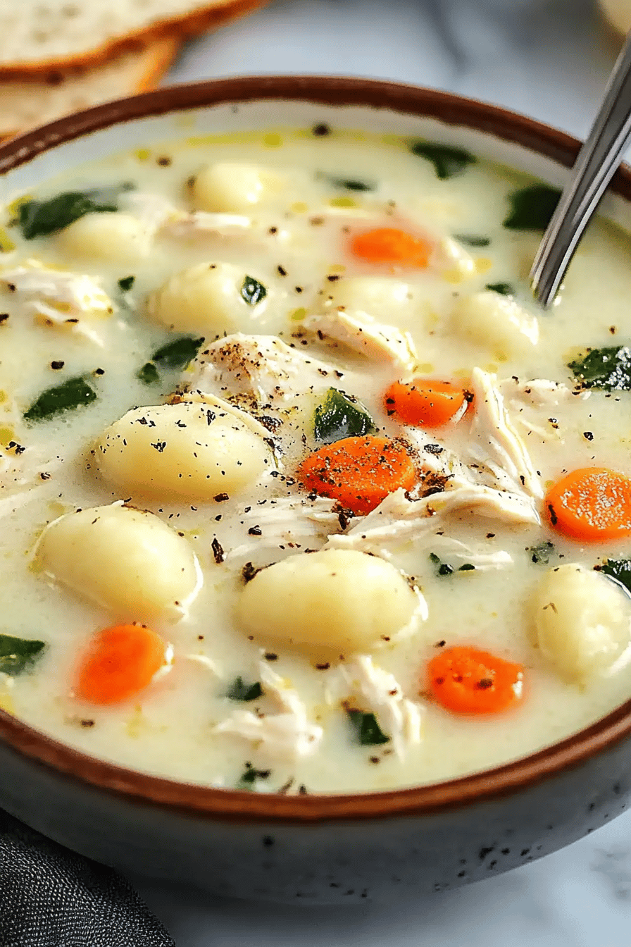 Olive Garden Chicken Gnocchi Soup Recipe final dish beautifully presented and ready to serve