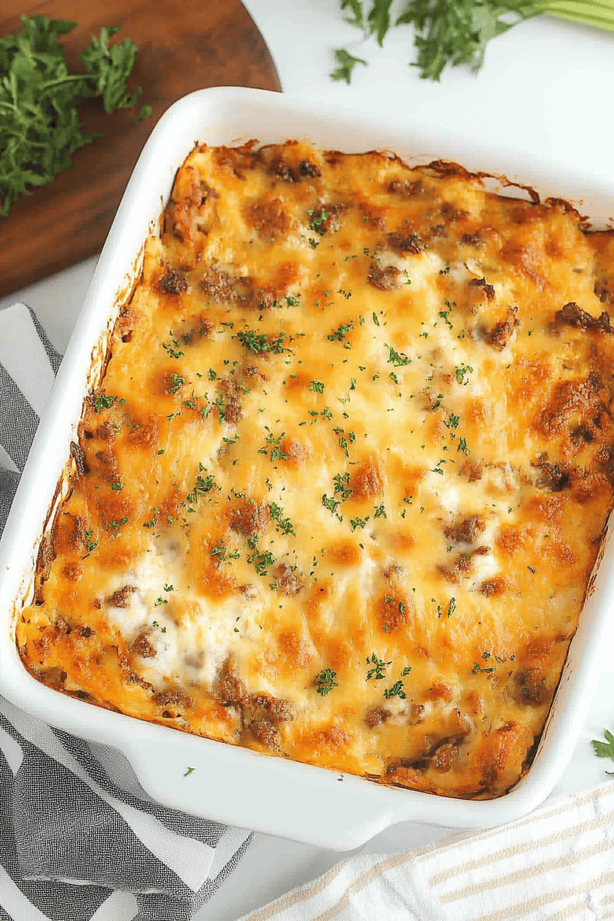 Paula Deen Breakfast Casserole ingredients organized and measured on kitchen counter