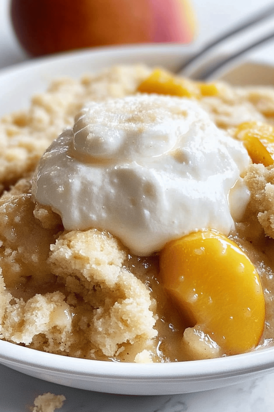 Peach Cobbler Dump Cake ingredients organized and measured on kitchen counter