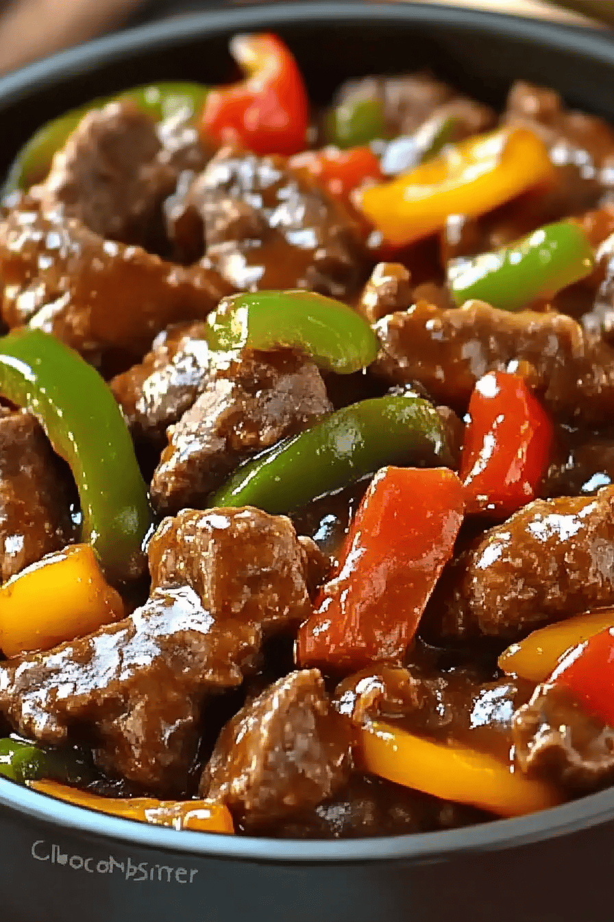 Pepper Steak Crock-Pot ingredients organized and measured on kitchen counter