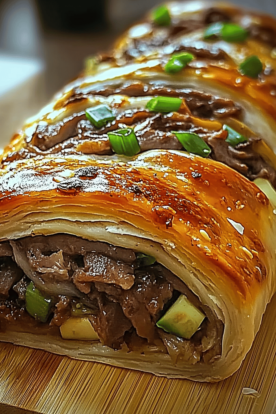 Philly Cheesesteak Stromboli slice on plate showing perfect texture and swirl pattern