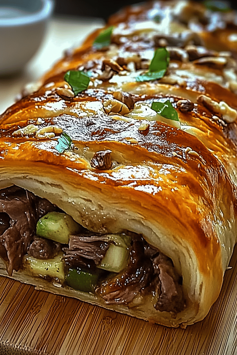 Philly Cheesesteak Stromboli final dish beautifully presented and ready to serve