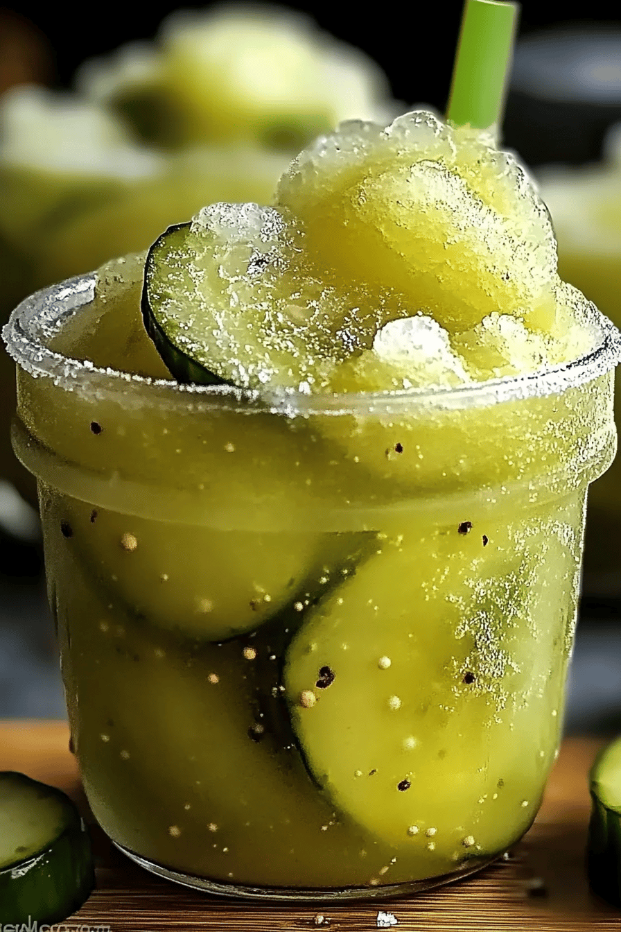 Pickle Slushy Recipe ingredients organized and measured on kitchen counter