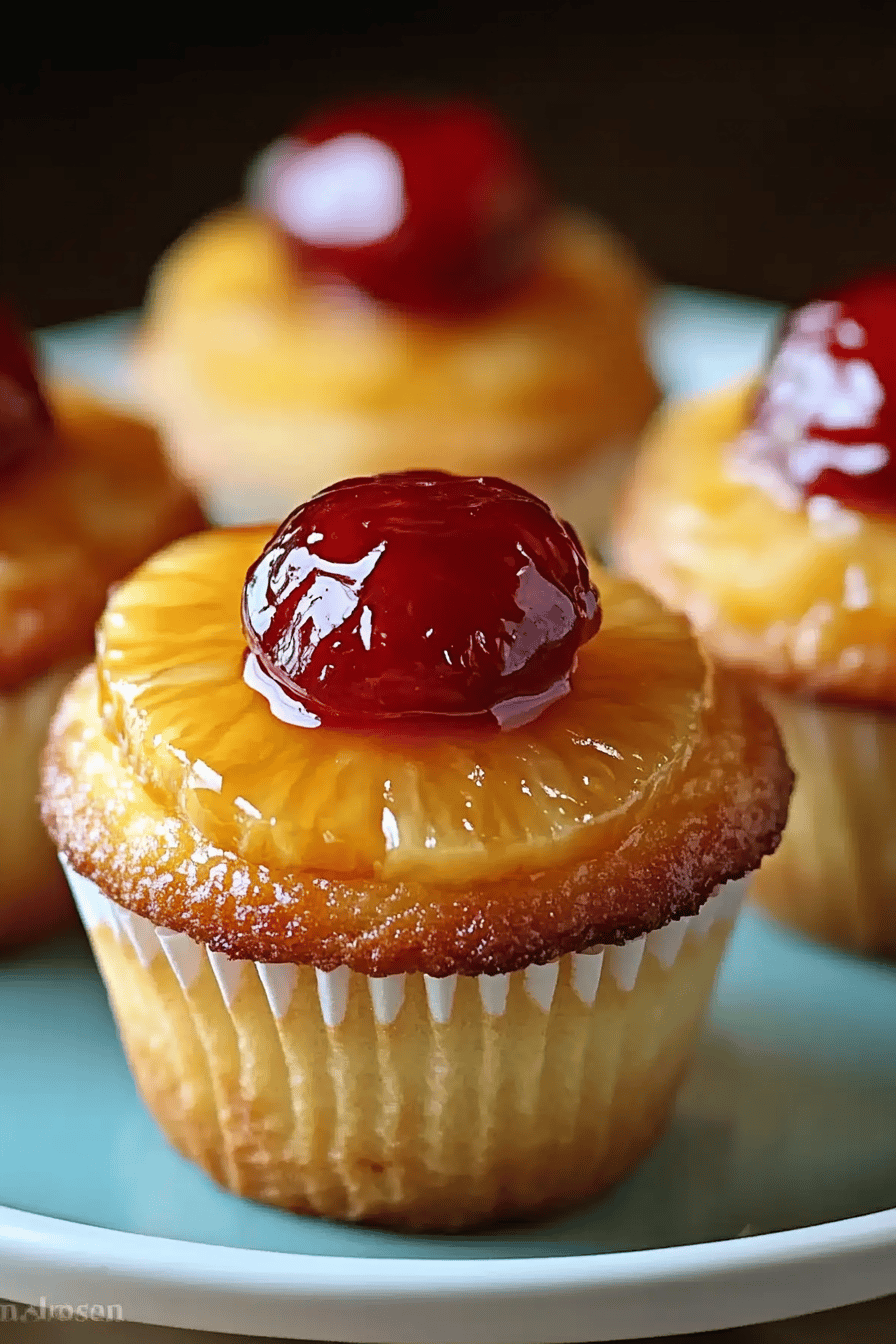 Pineapple Upside-Down Cupcakes final dish beautifully presented and ready to serve
