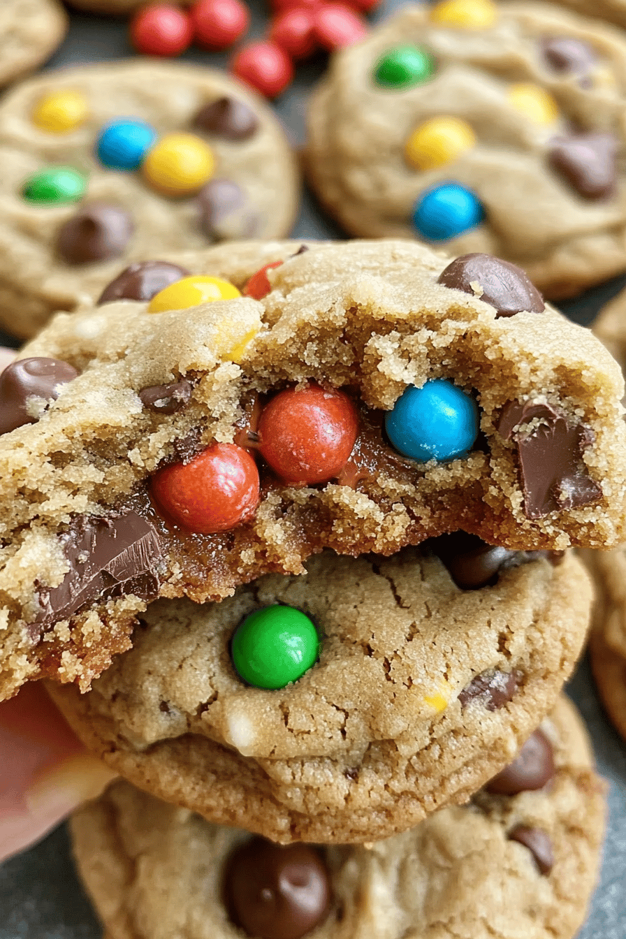 Reese's Stuffed Monster Cookies final dish beautifully presented and ready to serve