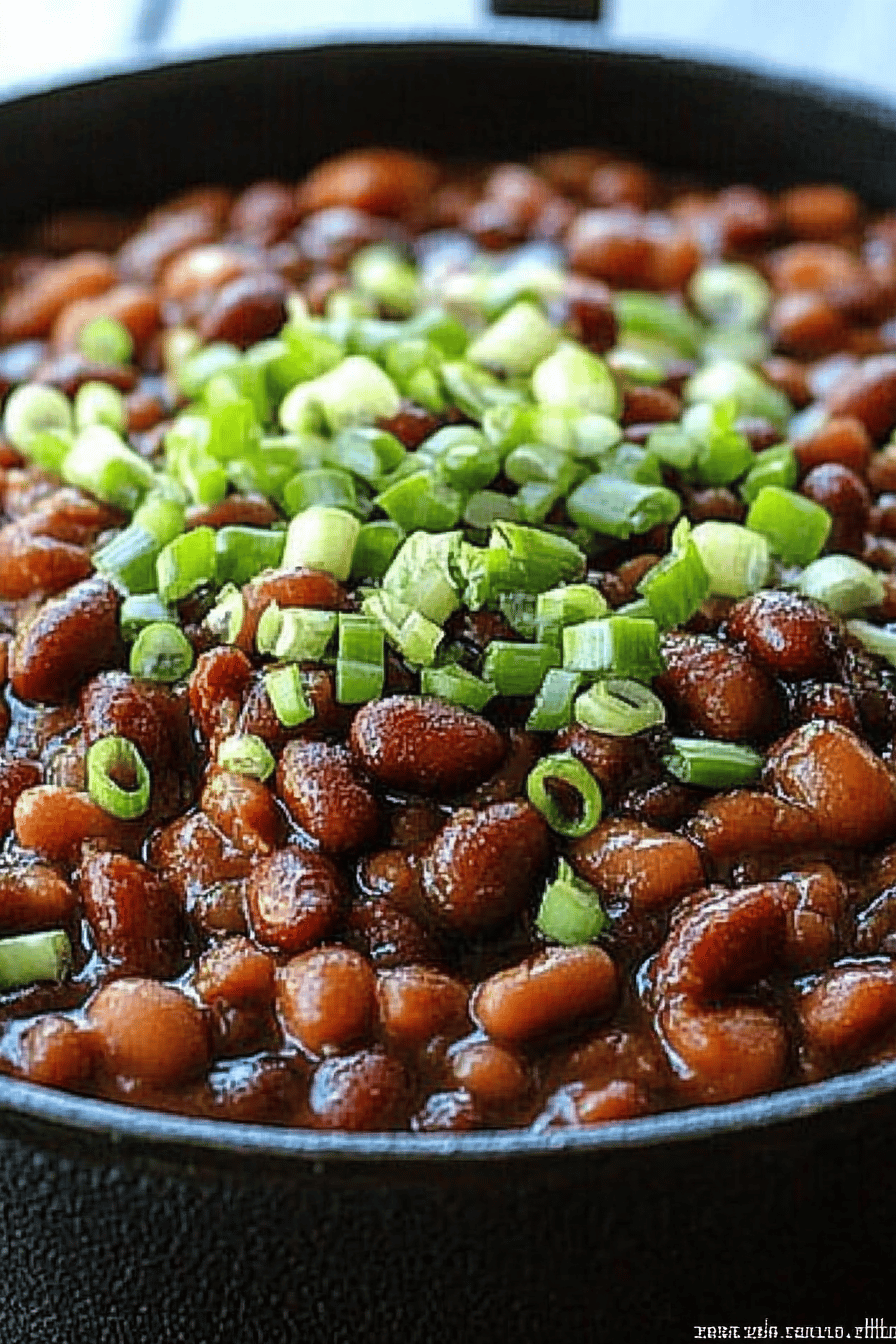 Root Beer Baked Beans final dish beautifully presented and ready to serve