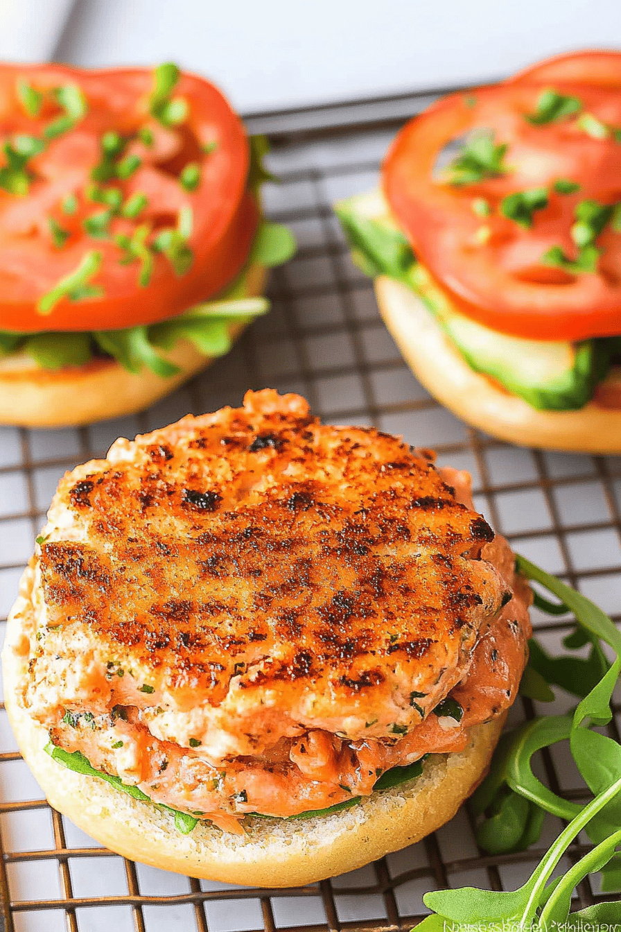 Salmon Burger Recipe slice on plate showing perfect texture and swirl pattern