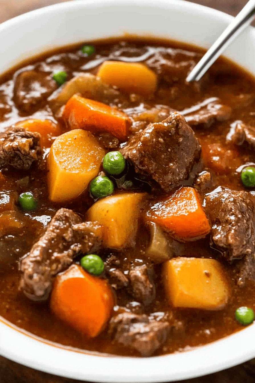 Slow Cooker Beef Stew Recipe final dish beautifully presented and ready to serve