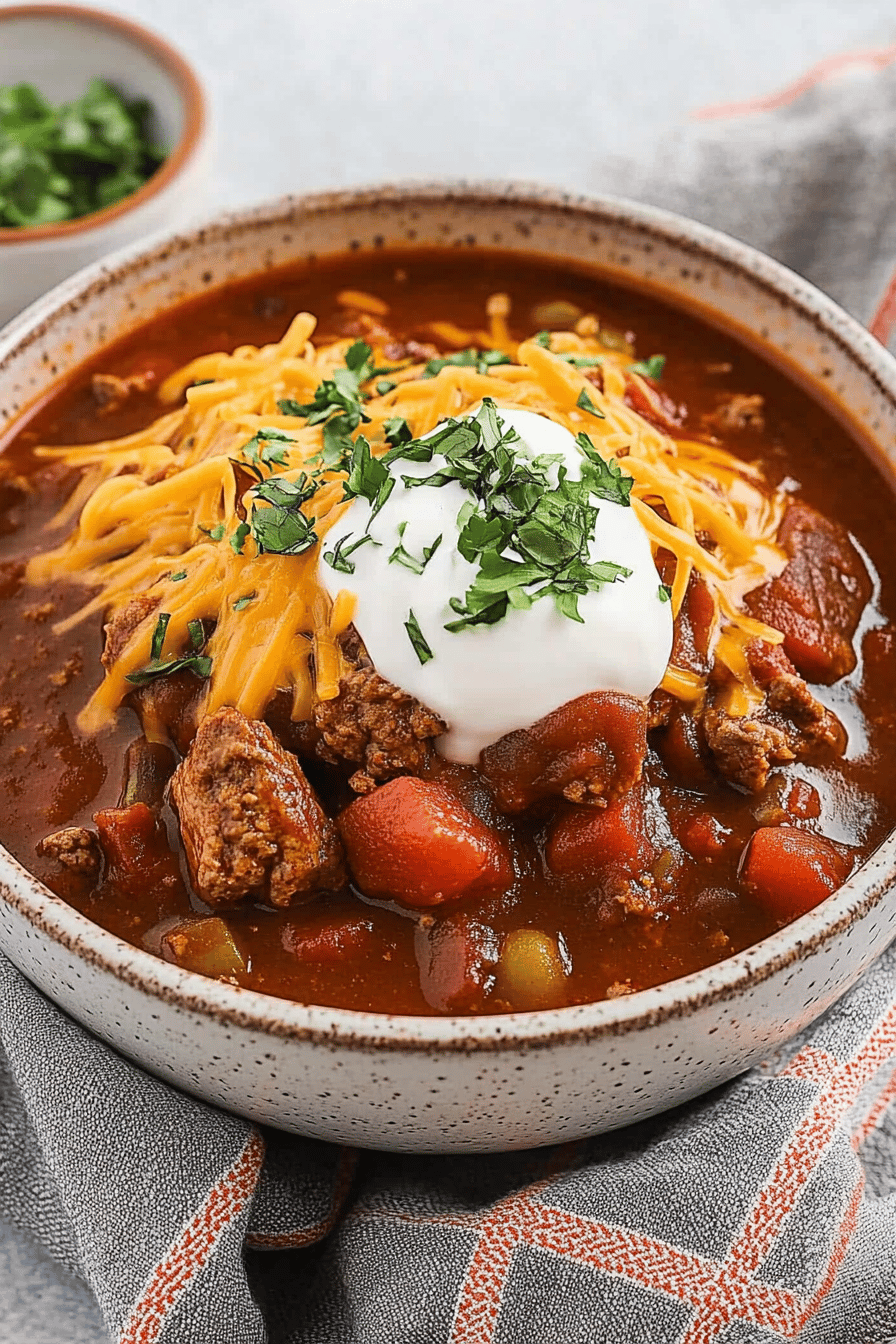 Slow Cooker Brisket Chili ingredients organized and measured on kitchen counter