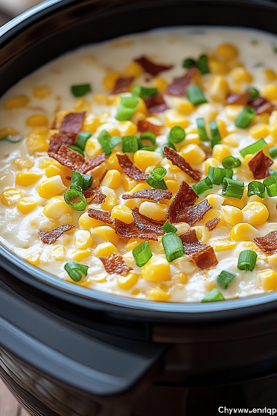 Slow Cooker Creamed Corn final dish beautifully presented and ready to serve