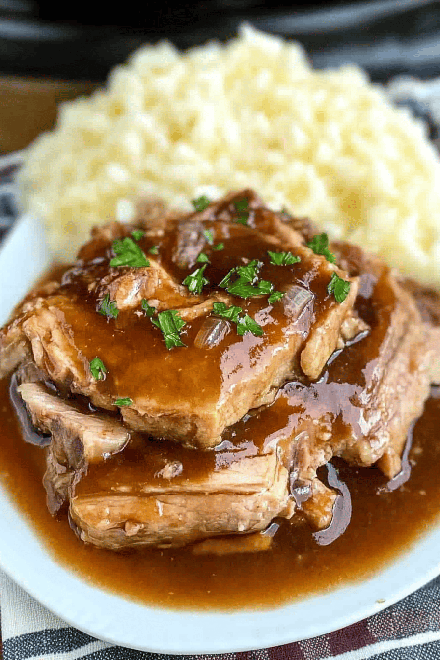 Slow Cooker Pork Chops ingredients organized and measured on kitchen counter