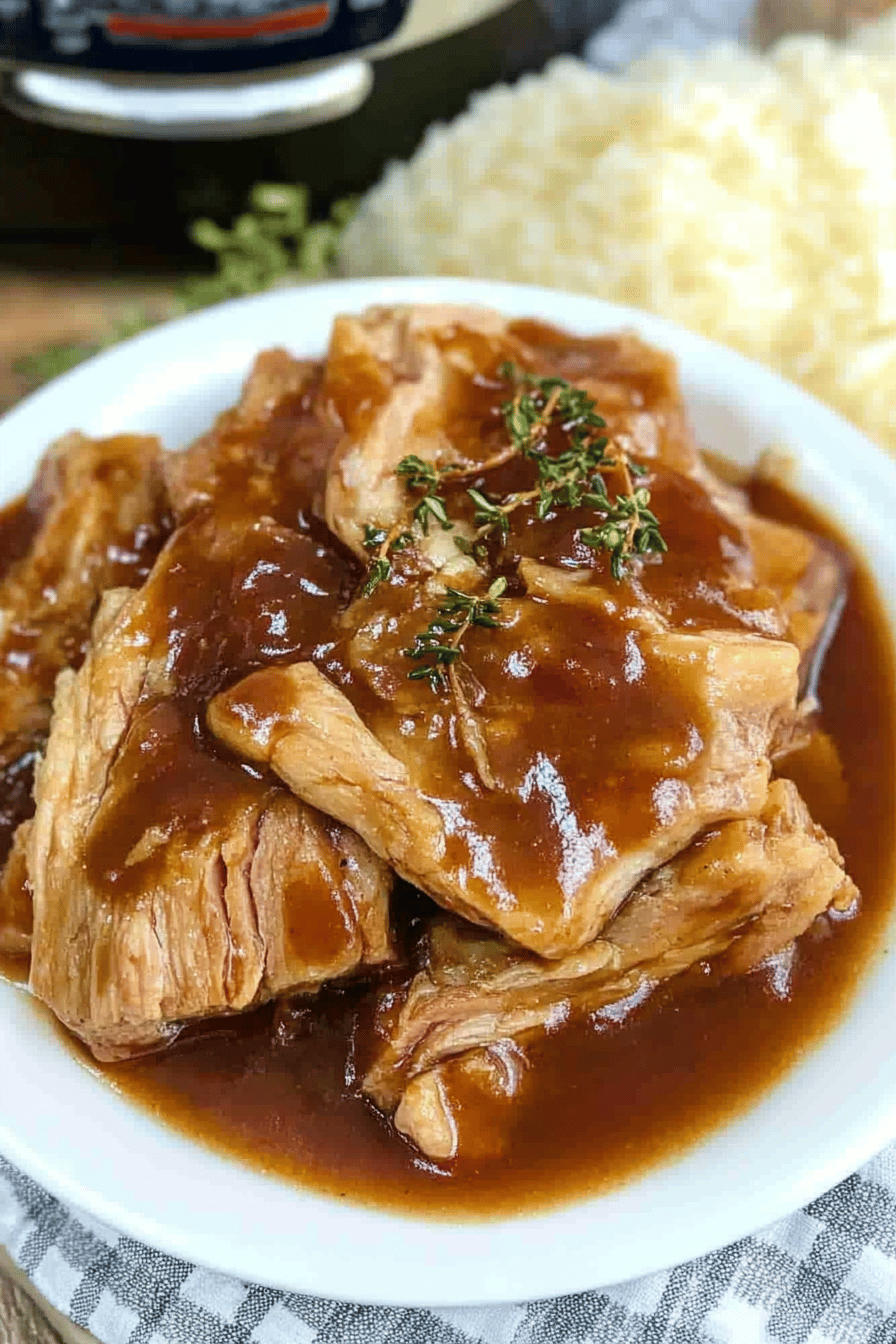 Slow Cooker Pork Chops final dish beautifully presented and ready to serve