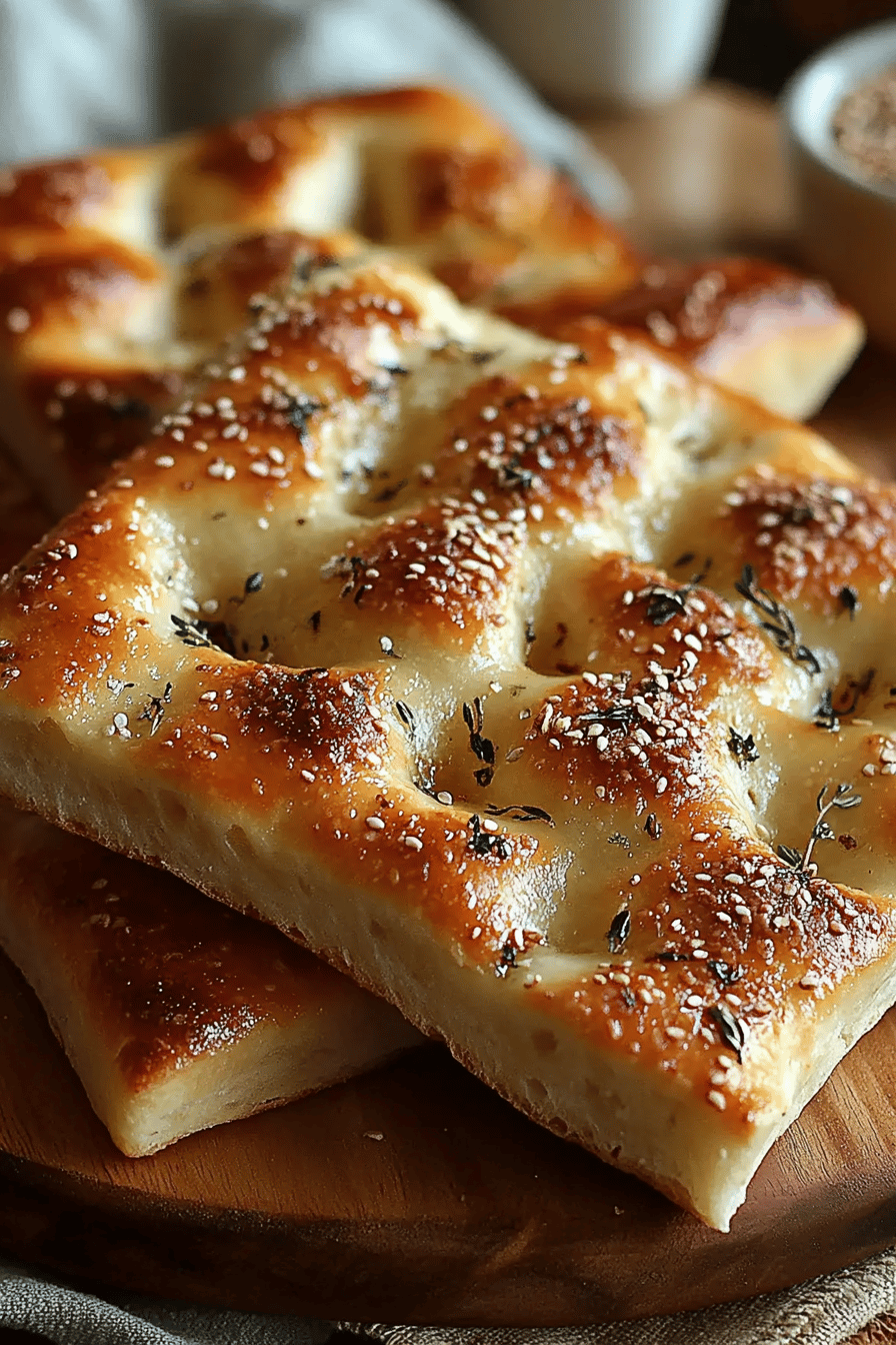 Sourdough Focaccia Recipe slice on plate showing perfect texture and swirl pattern