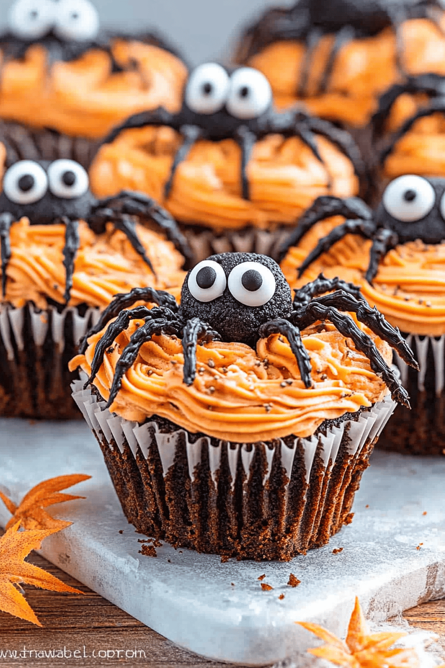 Spider Cupcakes Halloween final dish beautifully presented and ready to serve