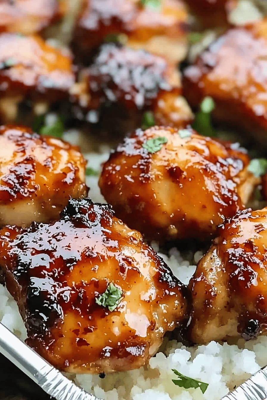 Sticky Sweet Chili Chicken Thighs slice on plate showing perfect texture and swirl pattern
