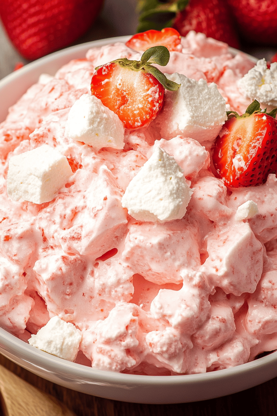 Strawberry Jello Fluff Salad ingredients organized and measured on kitchen counter
