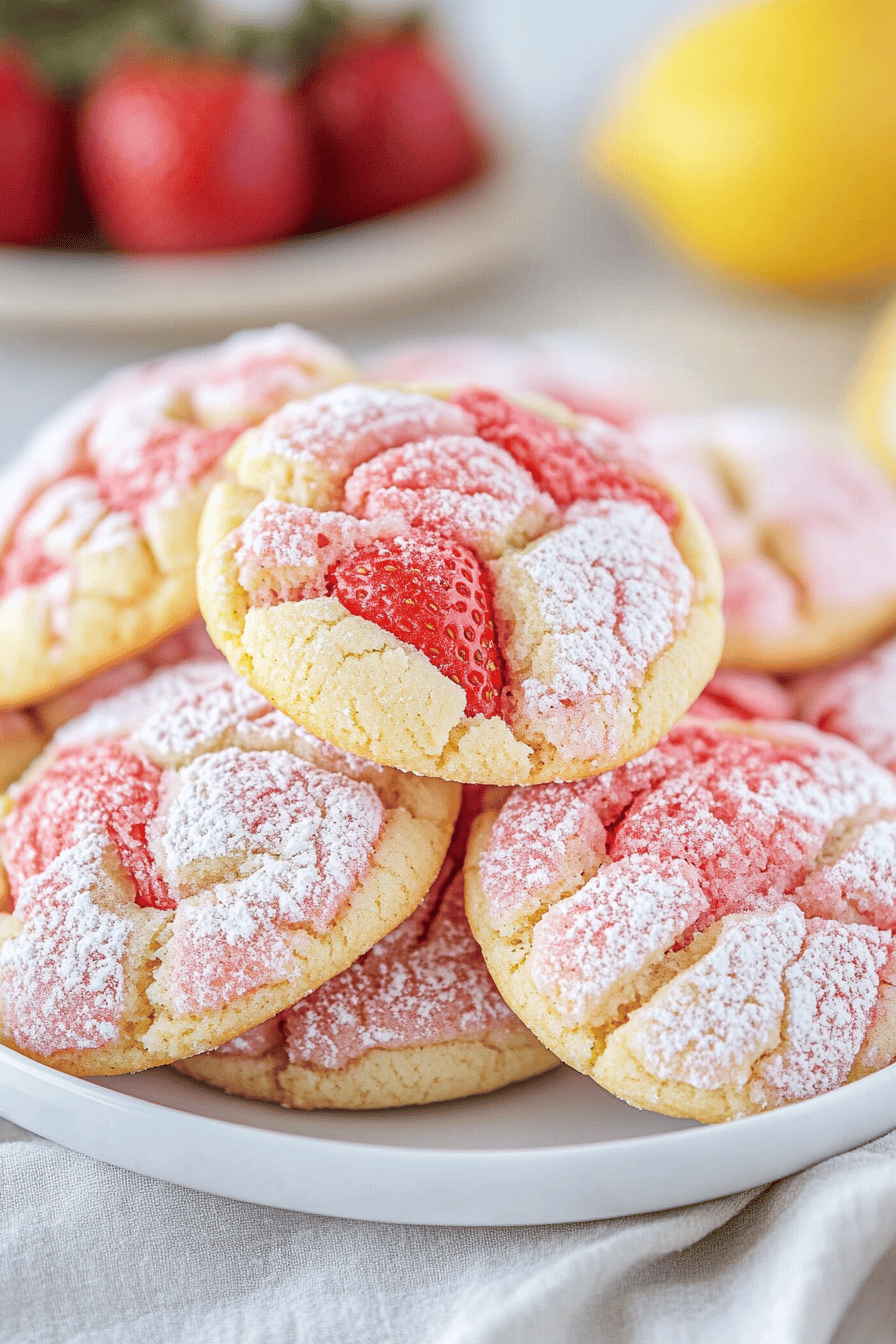 Strawberry Lemonade Cookies final dish beautifully presented and ready to serve