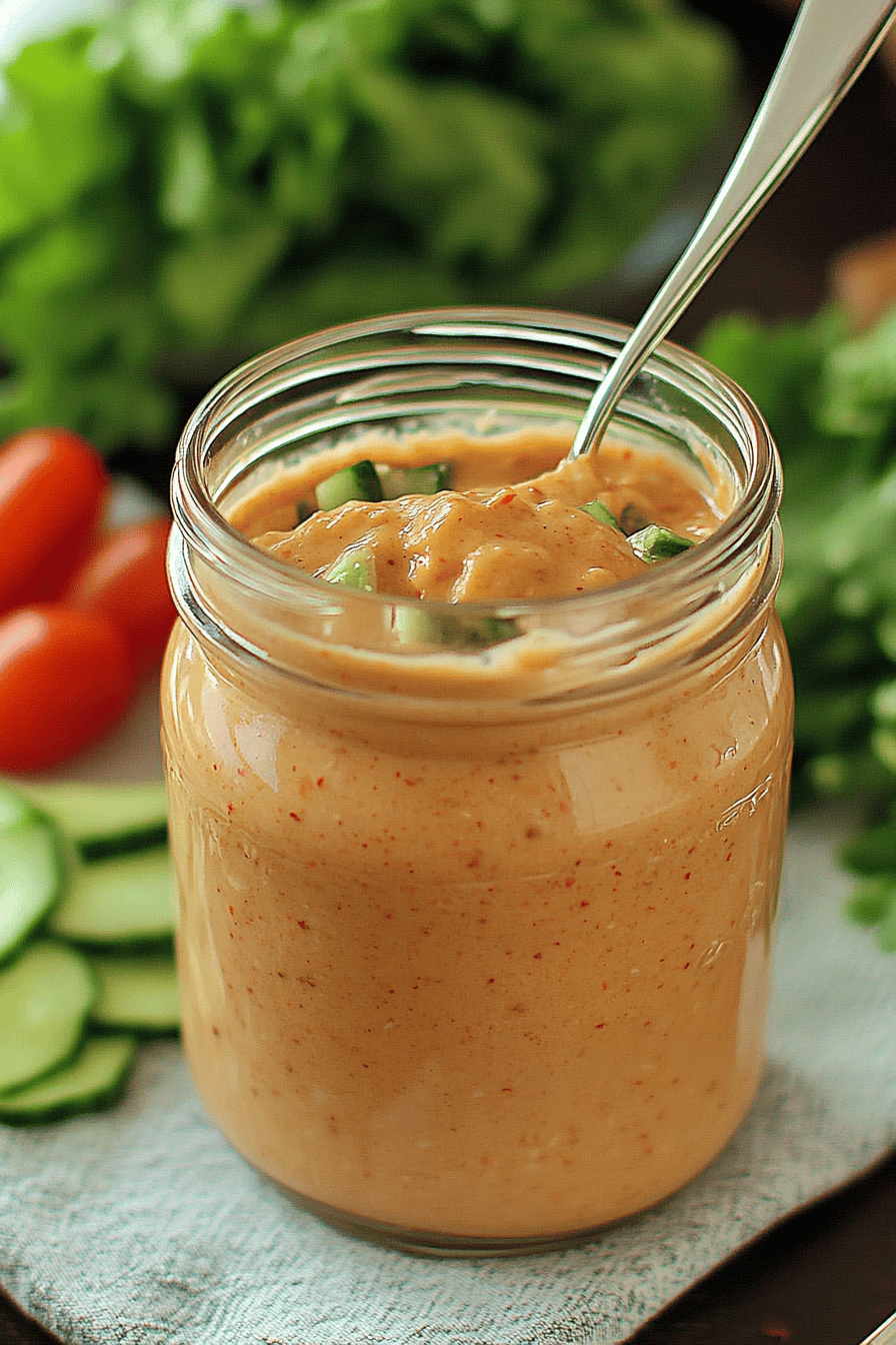 Thousand Island Dressing Recipe slice on plate showing perfect texture and swirl pattern