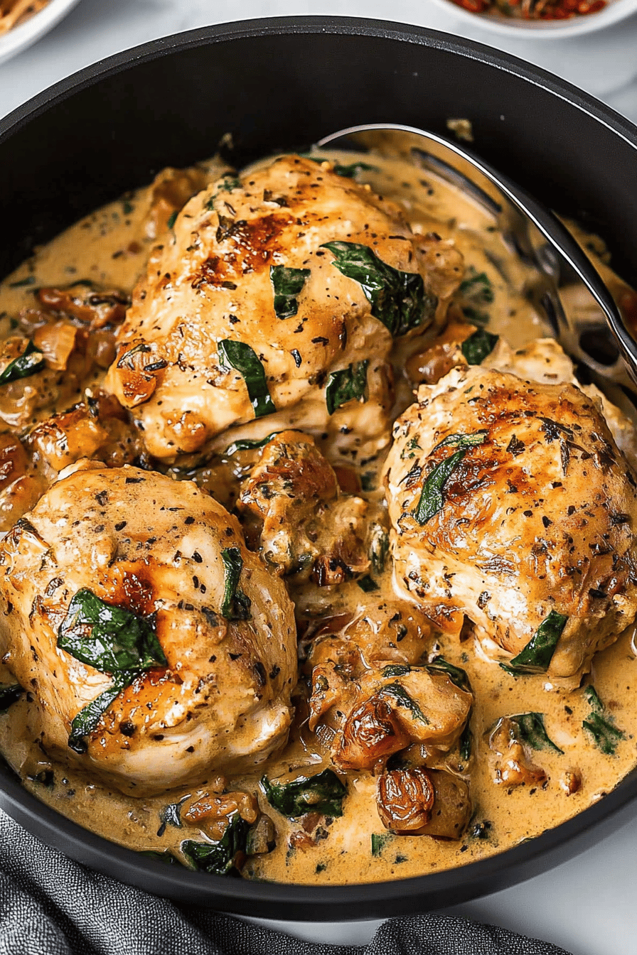 Tuscan Chicken Recipe ingredients organized and measured on kitchen counter