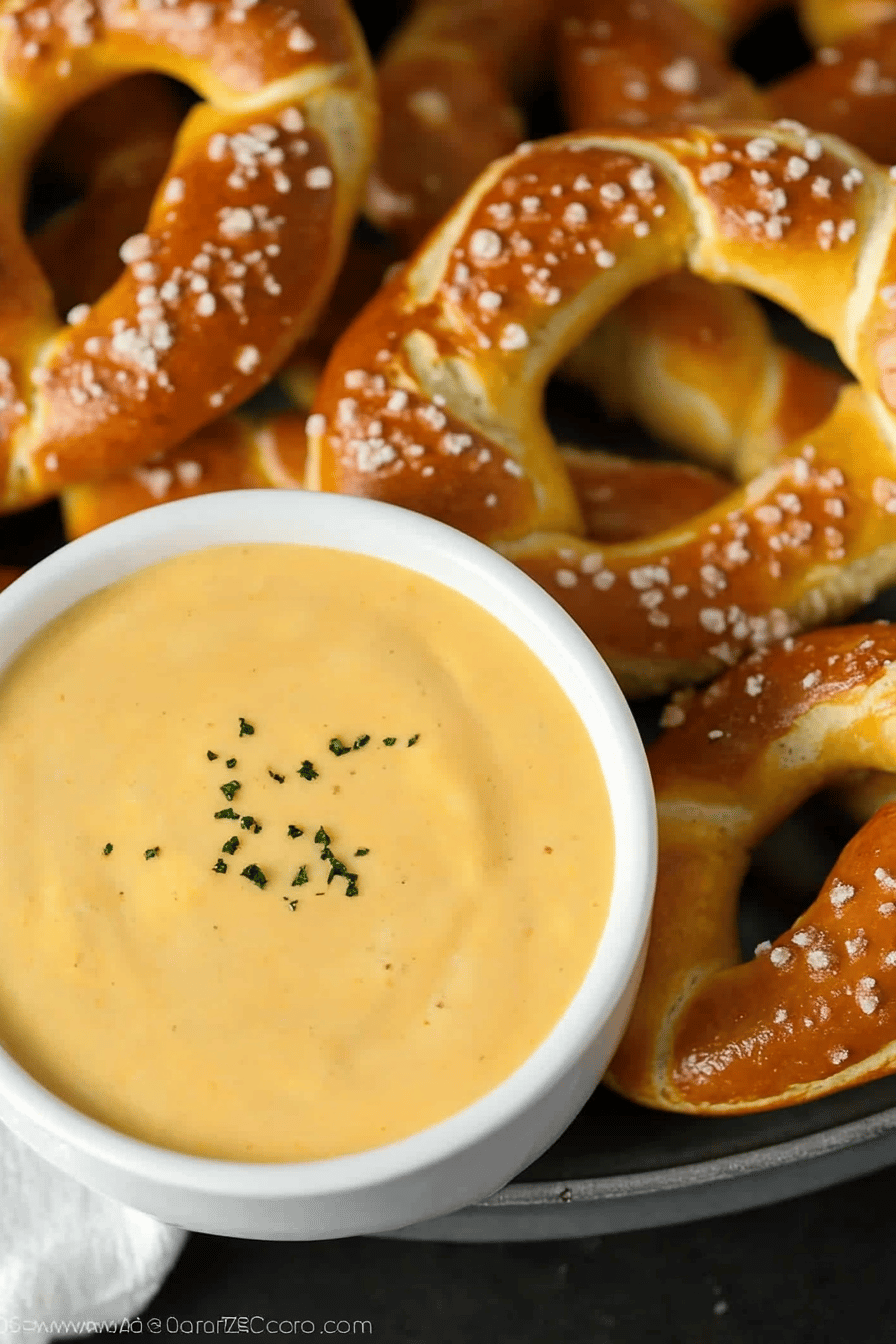 cheese sauce for pretzels final dish beautifully presented and ready to serve