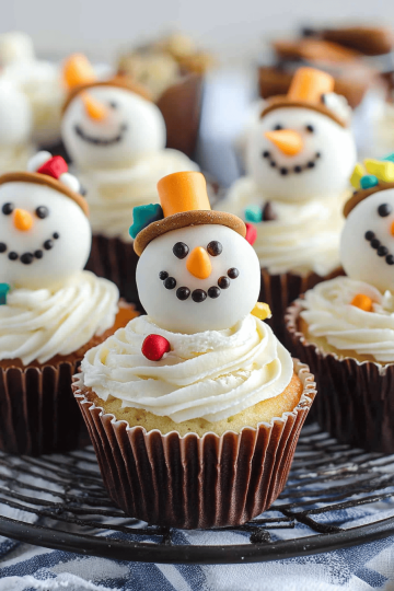 snowman cupcakes