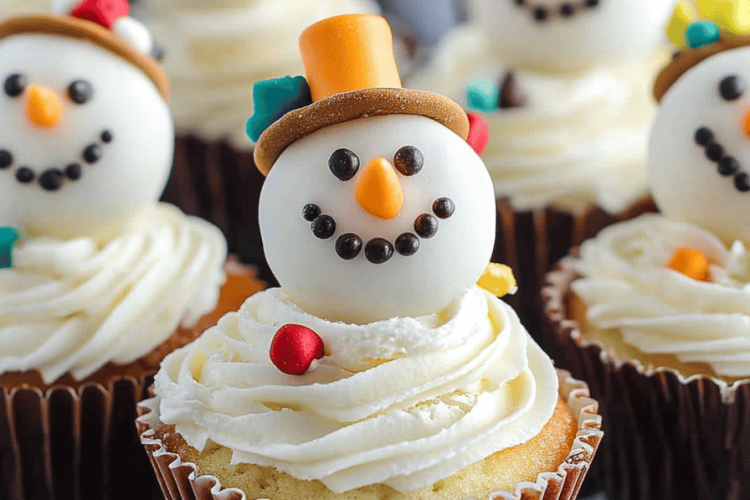 snowman cupcakes