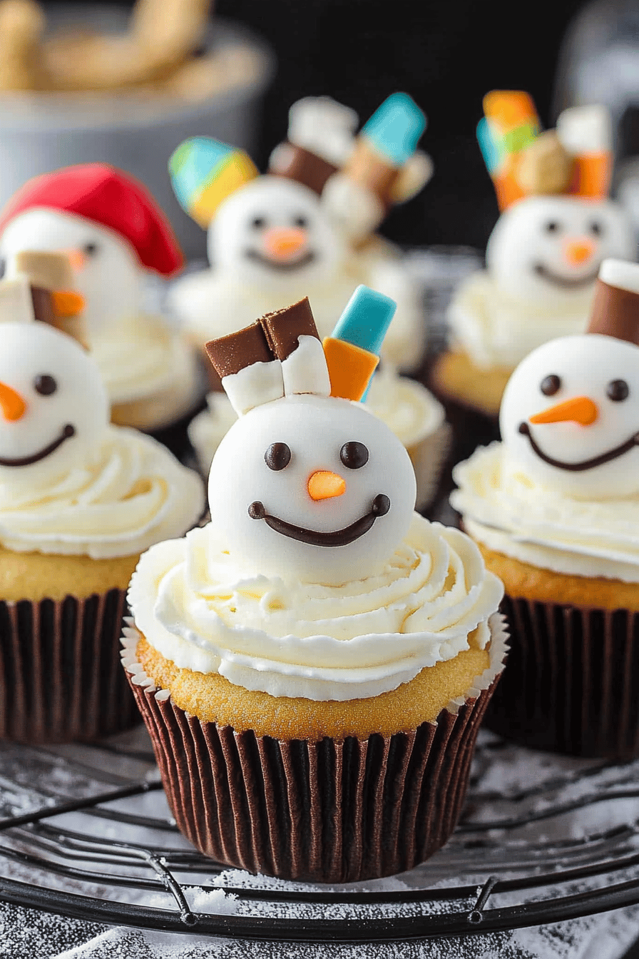 snowman cupcakes final dish beautifully presented and ready to serve