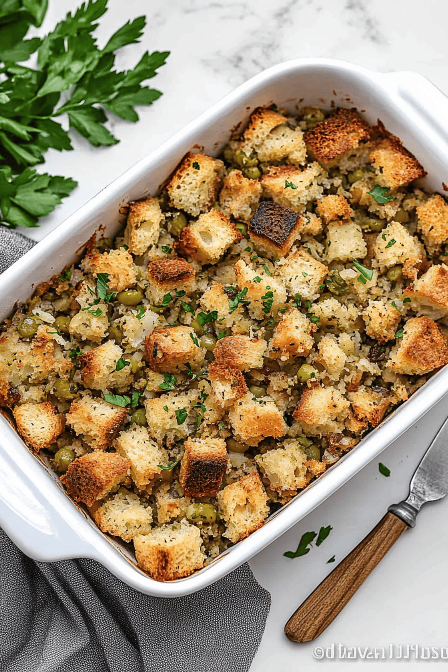 stuffing recipe slice on plate showing perfect texture and swirl pattern