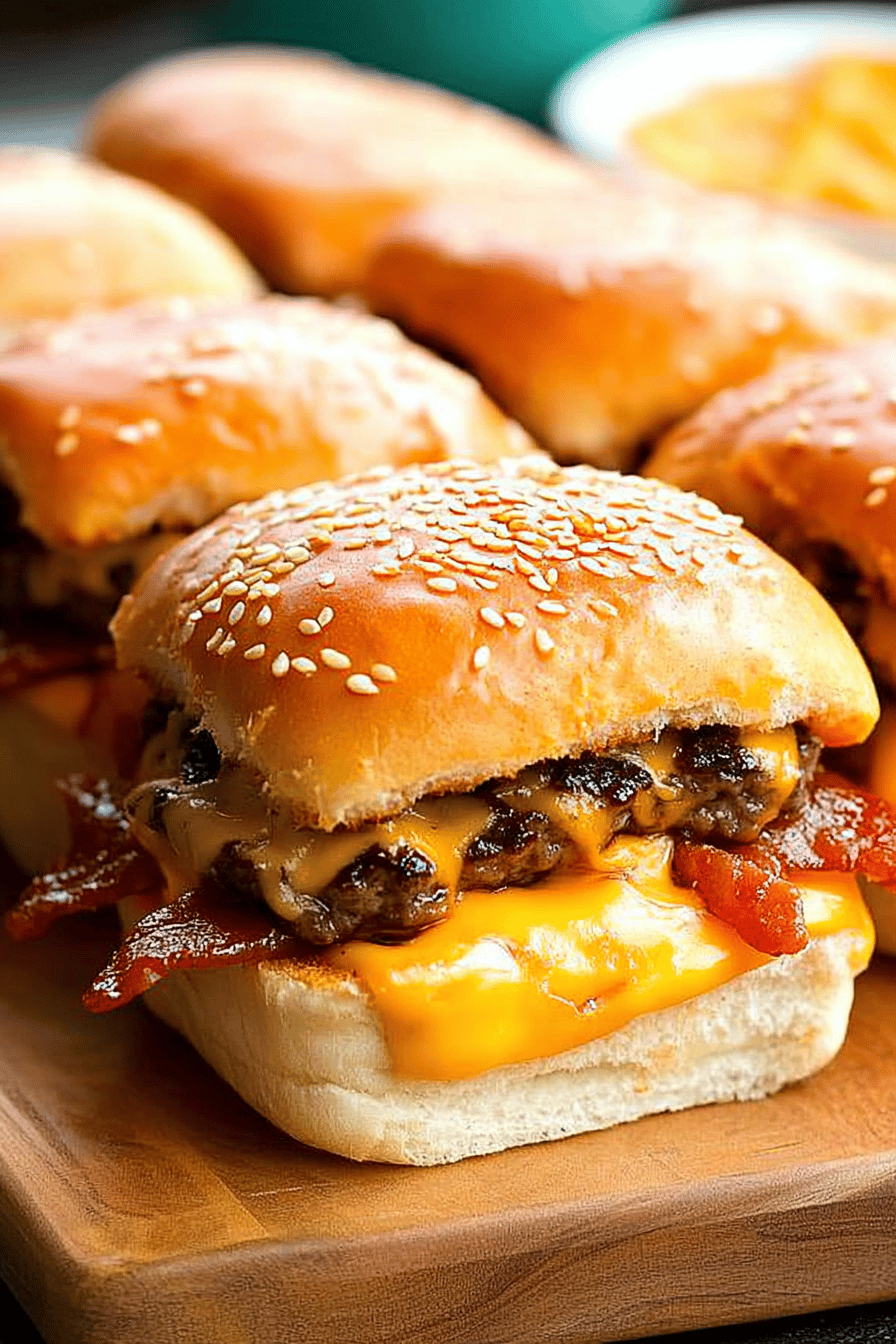 Bacon Cheeseburger Sliders slice on plate showing perfect texture and swirl pattern