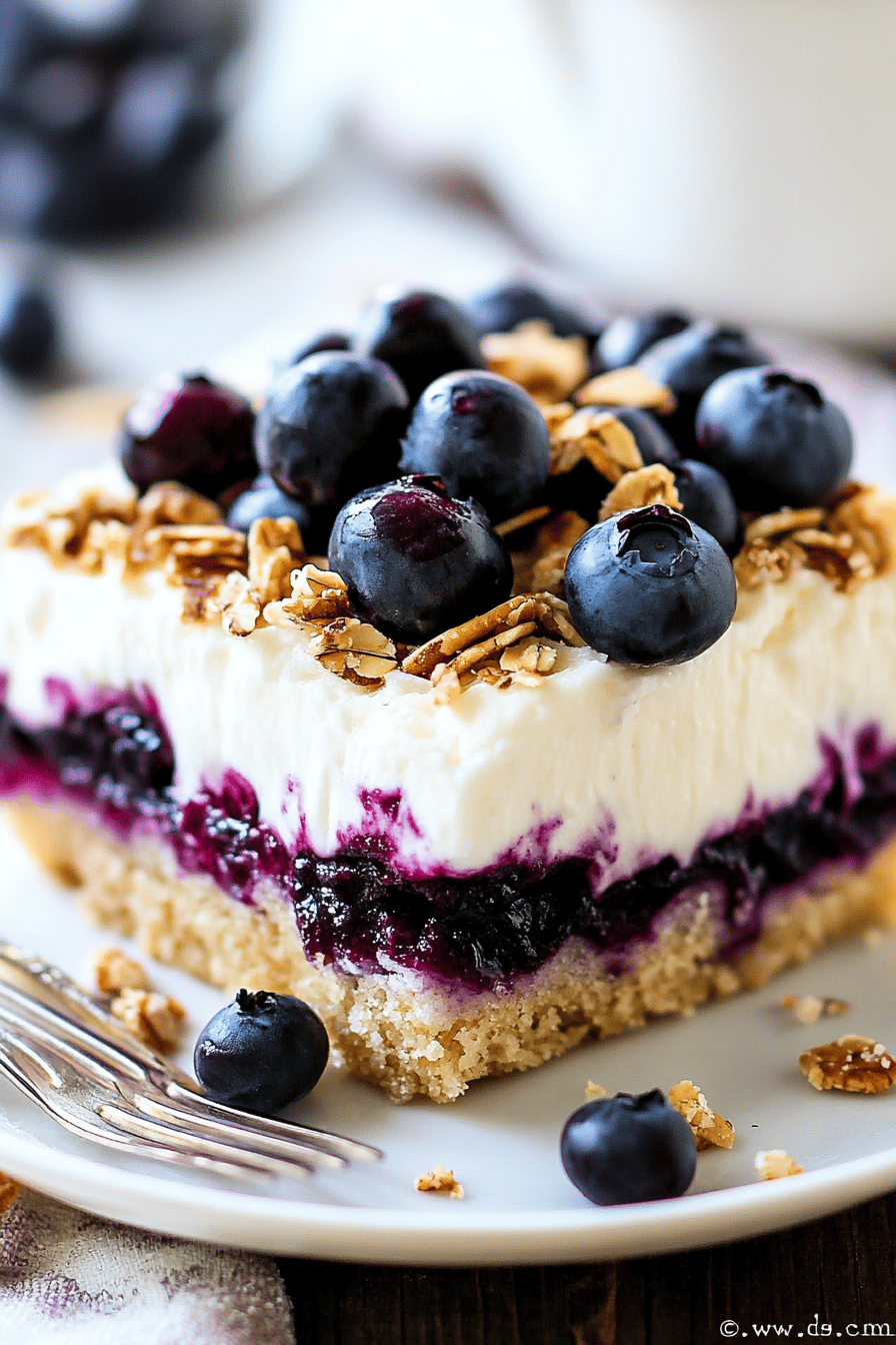 Blueberry Yum Yum Recipe slice on plate showing perfect texture and swirl pattern