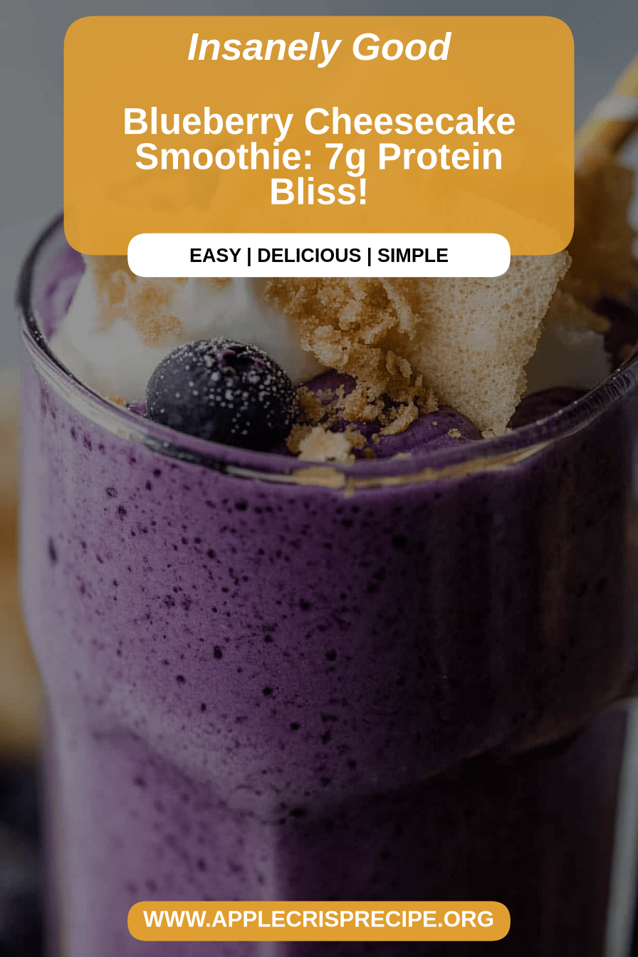 Blueberry cheesecake smoothie final dish beautifully presented and ready to serve