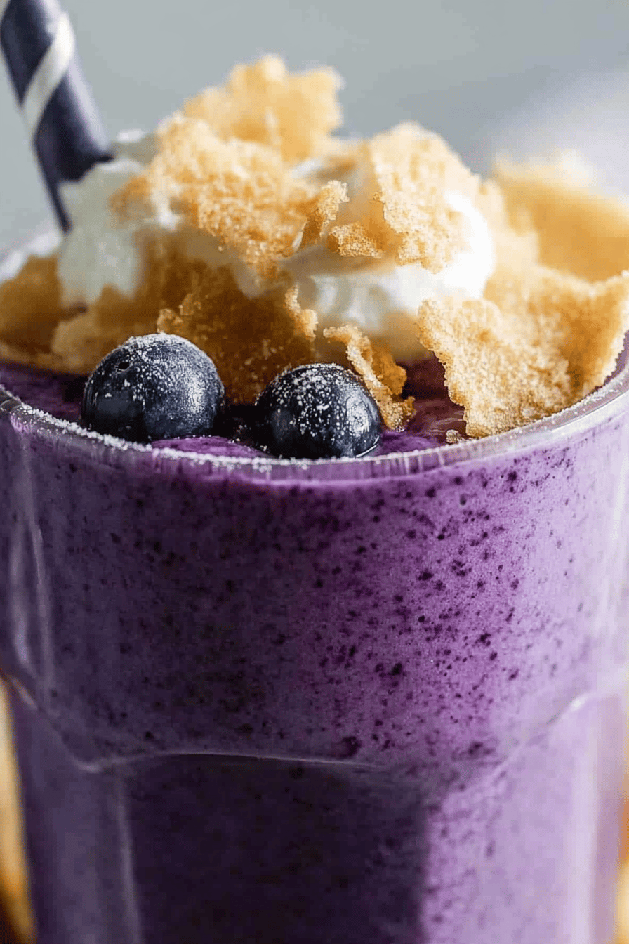 Blueberry cheesecake smoothie slice on plate showing perfect texture and swirl pattern