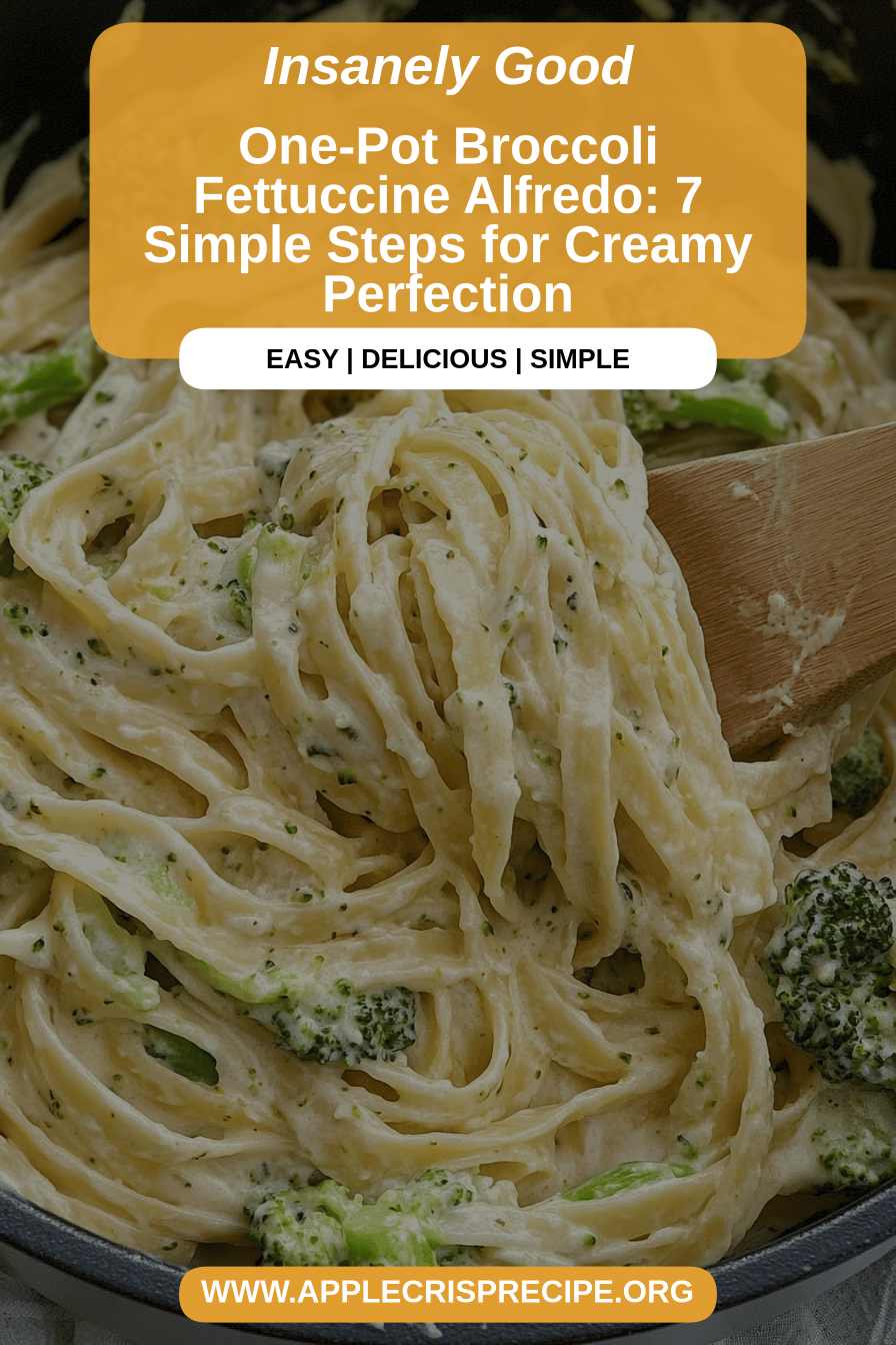 Broccoli Fettuccine Alfredo final dish beautifully presented and ready to serve